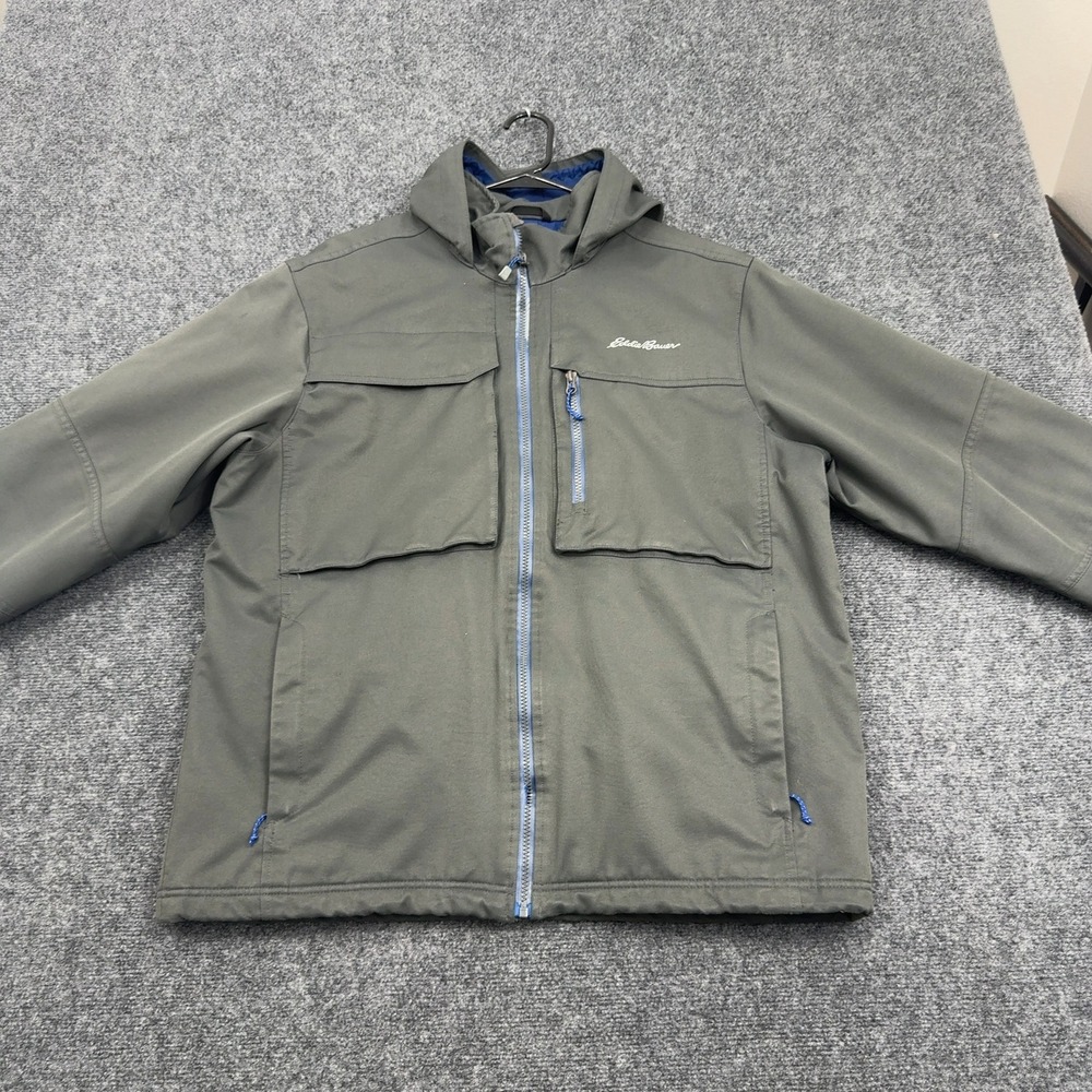 Eddie Bauer Jacket Mens L Gray Polyester Hooded Insulated Utility Gorpcore